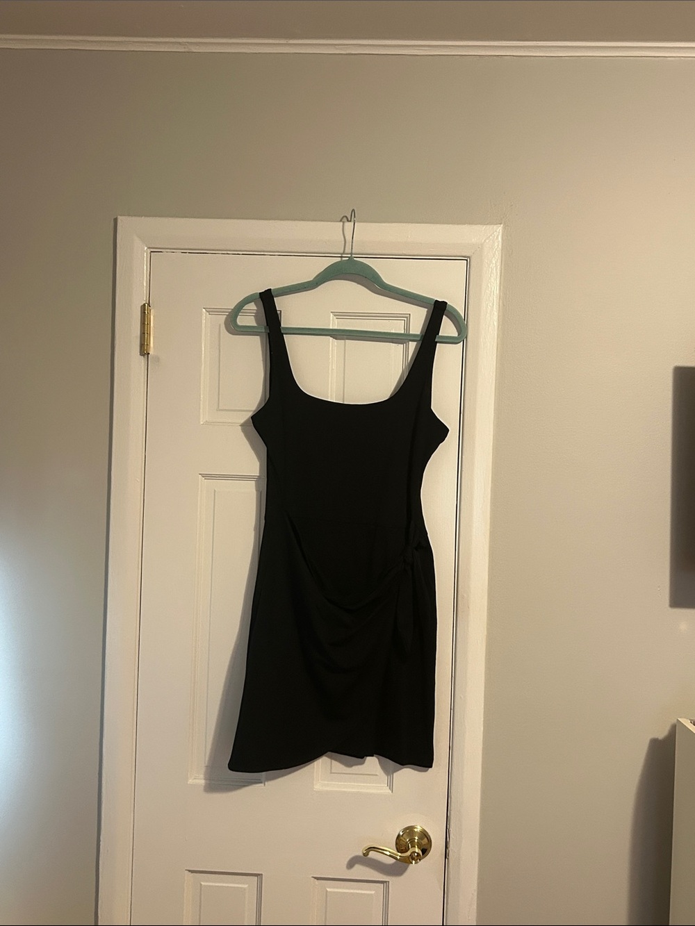LOFT Black Sleeveless Ruched Side Dress
